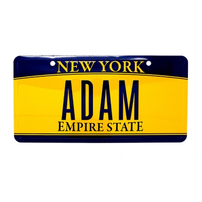 Adam Tablica Rejestracyjna USA New York z Imieniem